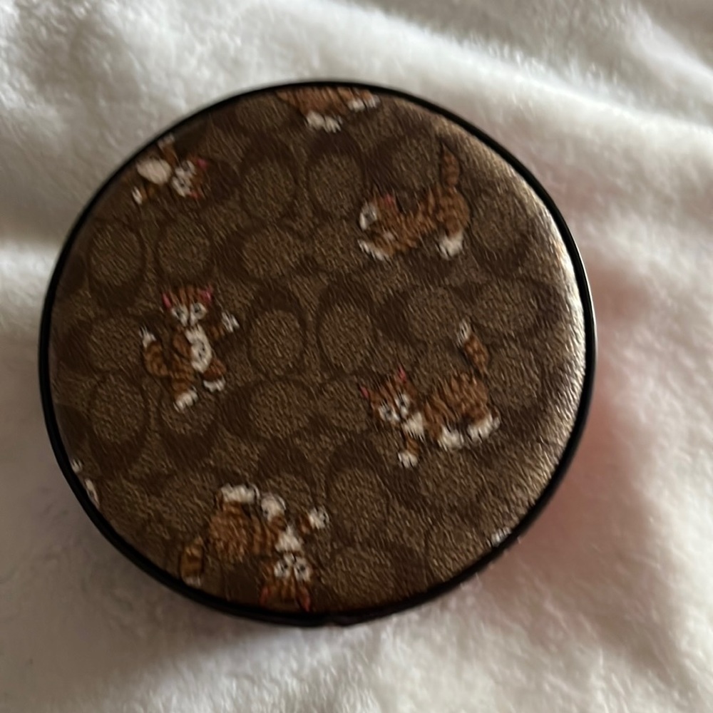 NWT Authentic Coach Trinket Box with dancing kitten design.